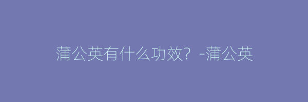 蒲公英有什么功效？-蒲公英