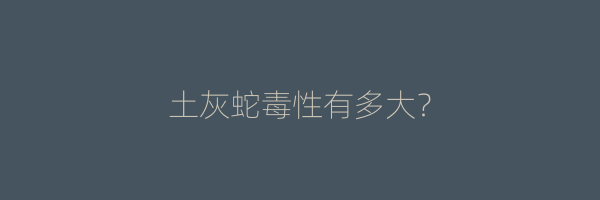 土灰蛇毒性有多大？