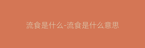 流食是什么-流食是什么意思